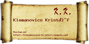 Klemanovics Kristóf névjegykártya